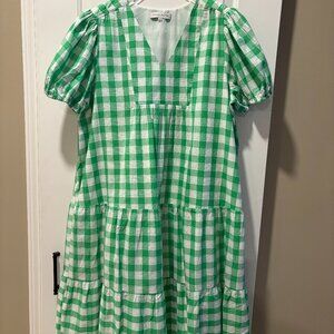 English Factory Plus Size Gingham Check Midi Dress
